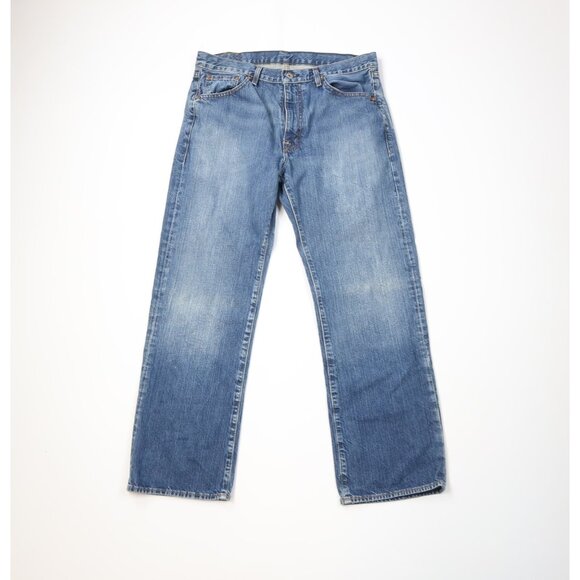 Vintage 90s Ralph Lauren Mens 34x30 Faded RL Wide Leg Denim Jeans Blue Cotton